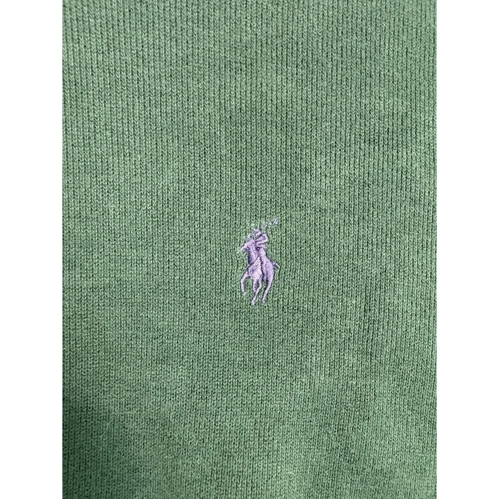 Polo Ralph Lauren Quarter Zip Sweater Men's XL Green 100% Cotton Purple Pony